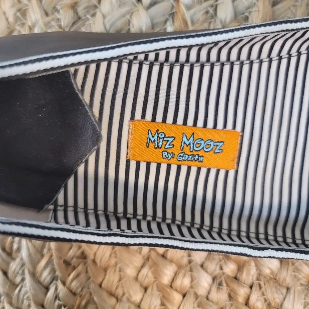 MIZ MOOZ by Gazith Navy Blue Vegan Leather Striped Bow Ballet Flats Round Toe 9 - Picture 9 of 12